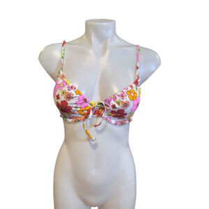 Women's California Waves Floral Print Bikini Top Size S